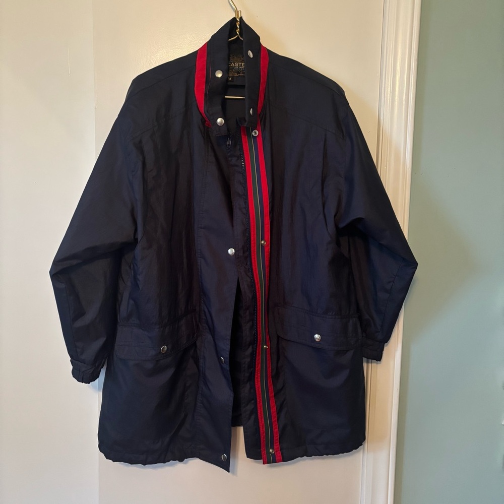Vintage Forecaster Navy Jacket with Red and Green Accents size medium